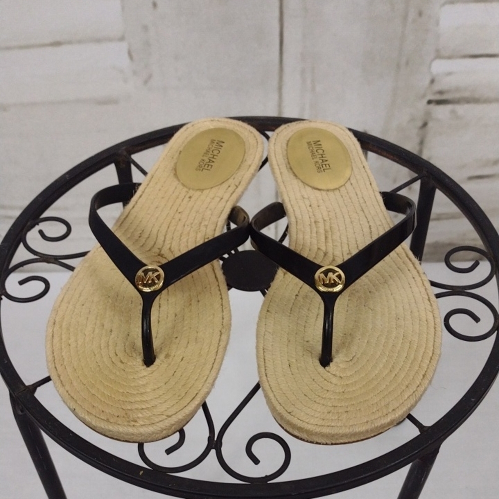 Michael Kors Black and Tan Women's Sandals Size 7